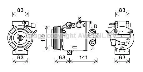 Компресор кондиціонера Hyundai SantaFe (05-) 2.0CRDi, 2.2CRDi AVA AVA COOLING HYK342