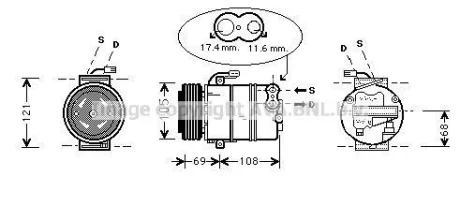 Компресор кондиціонера Opel Astra G (98-), Meriva (03-), Zafira (99-) 1.4i, 1.6i, 1.8i, 2.0i AVA AVA COOLING OLAK316