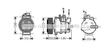 Компресор кондиціонера Audi A4 B7 (04-), A6 C6 (04-), Q7 (10-) 3.0TFSi, 3.2FSi, 2.0TDi AVA AVA COOLING AIAK295