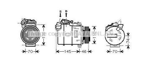 Компрессор кондиционера BMW 3 E90 (04-), 5 E60 (03-), 7 E65 (01-) AVA AVA COOLING BWAK318