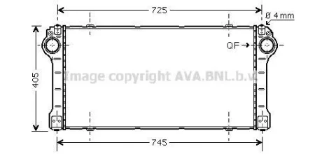 AVA TOYOTA Інтеркулер AURIS 2.0, 2.2 D-4D 06-, AVENSIS 2.0, 2.2 D-4D 08- AVA COOLING TO4565