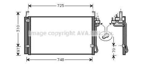 Радиатор кондиционера Hyundai Terracan (01-), Trajet (99-) AVA AVA COOLING HY5071D (фото 1)