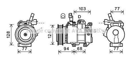 Компрессор кондиционера Hyundai i20 (08-), Accent IV (10-) 1.4i, 1.6i A AVA COOLING HYK451
