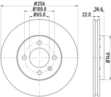 HELLA PRO HIGH CARBON VW диск гальмівний передн. Up, Load, Skoda Citigo, Seat 11- Hella pagid 8DD 355 129-441