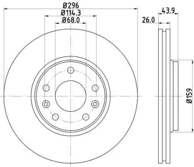 HELLA RENAULT Диск гальмівний передній (296*26) Laguna 07-. Hella pagid 8DD 355 116-161