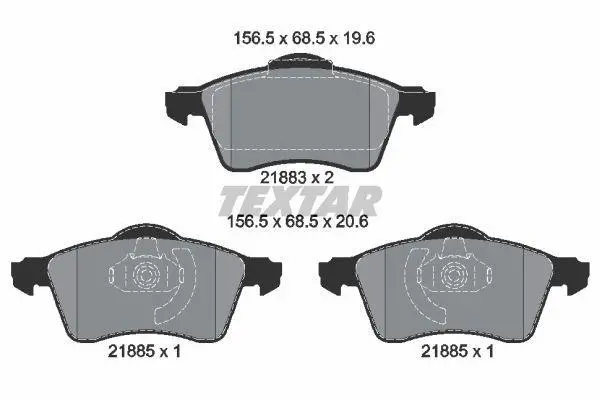 Комплект гальмівних колодок передн, VW CALIFORNIA T4 CAMPER, TRANSPORTER T4 1.9D-2.8 07.90-06.03 TEXTAR 2188302 (фото 1)