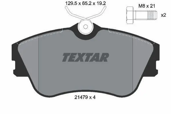 Комплект гальмівних колодок передн, VW CALIFORNIA T4 CAMPER, TRANSPORTER T4 1.8-2.8 07.90-06.03 TEXTAR 2147902 (фото 1)