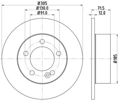 HELLA RENAULT гальмівний диск задн. Master 10- Hella pagid 8DD 355 117-141