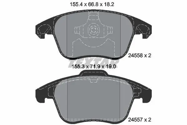 Комплект гальмівних колодок передн, DS DS 3 / DS 3, DS 4, DS 5 CITROEN C4 GRAND PICASSO I, C4 II, C4 III, C4 PICASSO I, DS4, DS5 OPEL CORSA F, MOKKA PEUGEOT 2008 II, 207 1.2-Electric 10.06- TEXTAR 2455801 (фото 1)