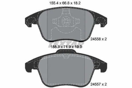 Комплект гальмівних колодок передн, DS DS 3 / DS 3, DS 4, DS 5 CITROEN C4 GRAND PICASSO I, C4 II, C4 III, C4 PICASSO I, DS4, DS5 OPEL CORSA F, MOKKA PEUGEOT 2008 II, 207 1.2-Electric 10.06- TEXTAR 2455801