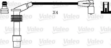 VALEO дроти високого напруги 4шт. OPEL Astra, Omega, Vectra 1,4-2,0 Valeo 346074