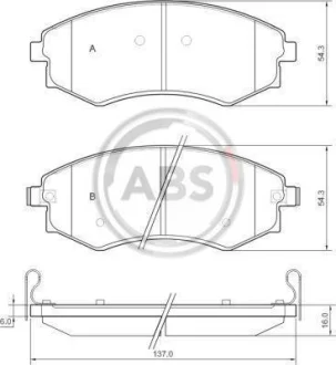 Гальмівні колодки пер. Rexton/Korando 00-12 (AKEBONO) A.B.S. 37468