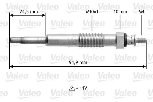 VALEO FORD свічка розжарювання FOCUS 1.8D 08 98- Valeo 345110 (фото 1)