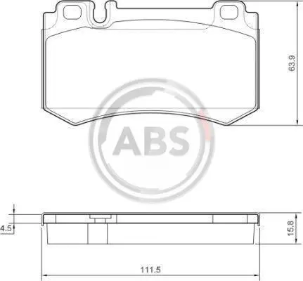 Гальмівні колодки зад. MB W211/W220/W221 01-13 (brembo) (111.6x63.8x16.5) A.B.S. 37454 (фото 1)