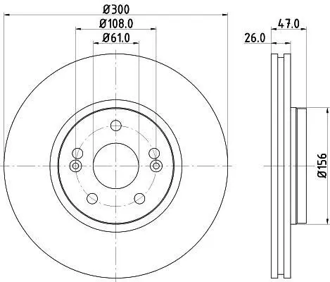 HELLA PRO RENAULT Гальмівний диск передн. Laguna 01- (300*26) Hella pagid 8DD 355 109-301 (фото 1)