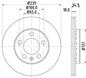 HELLA PRO VW диск гальмівний перед. (вентил.) Polo 01- SKODA Fabia (239*18) Hella pagid 8DD 355 107-651