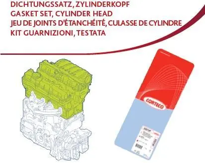 Комплект прокладок, головка циліндрів PSA 1,6 16V TU5JP4 -07.2004 (вир-во Corteco) CORTECO 418717P (фото 1)