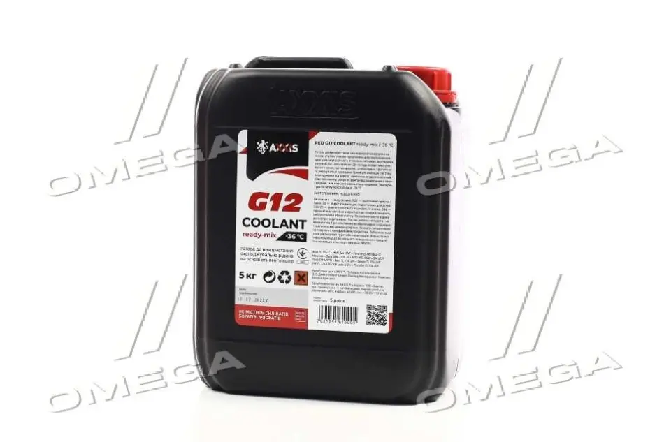 Антифриз RED G12+ Сoolant Ready-Mix -36°C <AXXIS> (червоний) (Каністра 5кг) AXXIS Польша AX-P999-G12R RDM5 (фото 1)