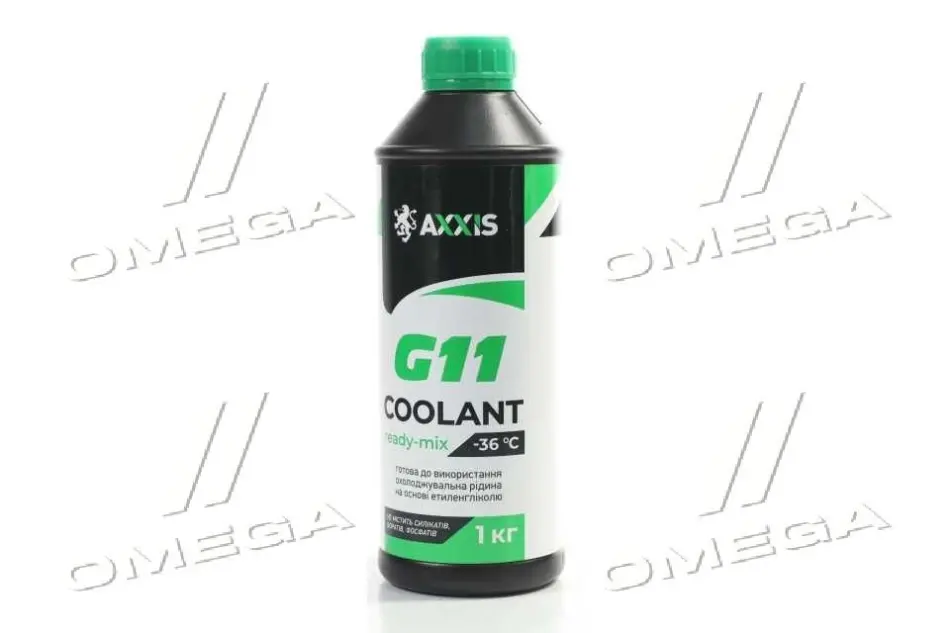 Антифриз GREEN G11 Сoolant Ready-Mix -36°C<AXXIS> (зелений) (Каністра 1кг) AXXIS Польша AX-P999-G11GR RDM1 (фото 1)