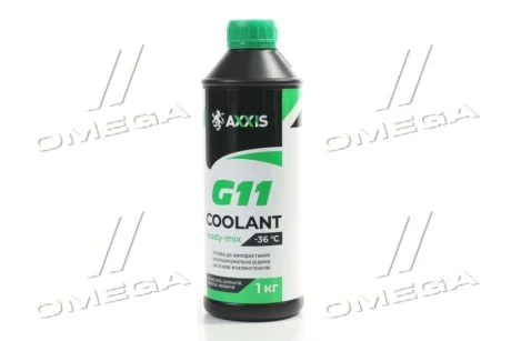 Антифриз GREEN G11 Сoolant Ready-Mix -36°C<AXXIS> (зелений) (Каністра 1кг) AXXIS Польша AX-P999-G11GR RDM1
