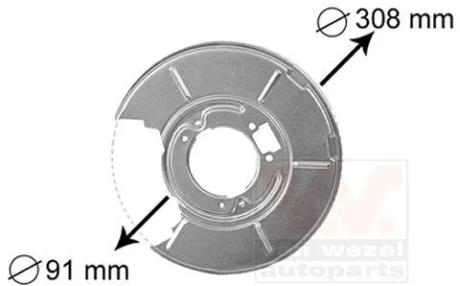 Захист гальмівного диска BMW E36,E46 Rear Right (вир-во) Van Wezel 0646374