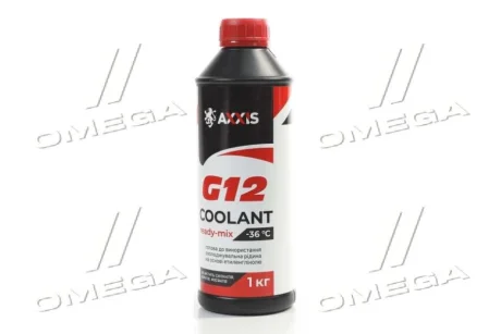 Антифриз RED G12+ Сoolant Ready-Mix -36°C <AXXIS> (червоний) (Каністра 1кг) AXXIS Польша AX-P999-G12R RDM1