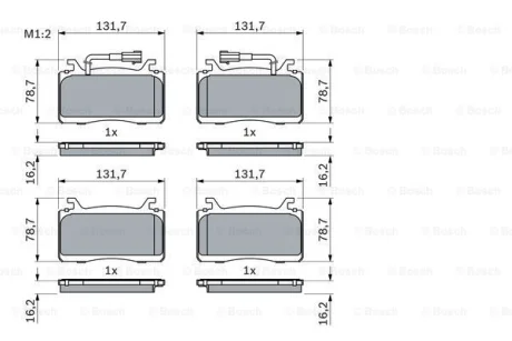 Комплект гальмівних колодок передн, ALFA ROMEO GIULIA, STELVIO 2.0/2.2D/2.9 10.15- BOSCH 0986424851