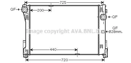 AVA DB Радіатор системи охолодження двигуна C-CLASS (W204) 07-, C-CLASS (C204) 11- AVA COOLING MSA2474