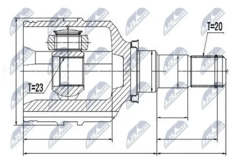 Внутрішній шрус Toyota hi-lux 4wd, 43430-0k070 NTY NPWTY059