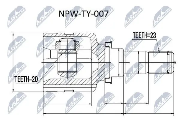 Внутрішній шрус volvo xc60 2.0t 20082013 атм powershift mps6, 36011453 NTY NPWTY007 (фото 1)
