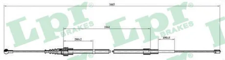 Трос ручника Skoda Fabia (I,II)/ VW Polo IV (L=1640/1045mm) LPR C0808B