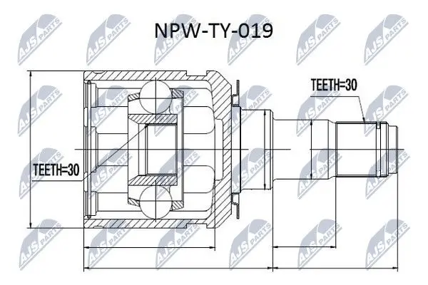 ШРКШ внутр. з пильовиком TOYOTA (вир-во) NTY NPW-TY-019 (фото 1)