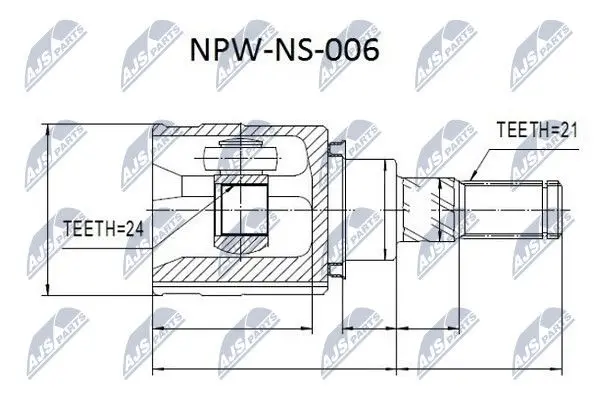 ШРКШ внутр. задній NISSAN MURANO, QASHQAI, X-TRAIL, RENAULT KADJAR, KOLEOS (вир-во) NTY NPW-NS-006 (фото 1)