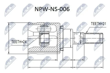 ШРКШ внутр. задній NISSAN MURANO, QASHQAI, X-TRAIL, RENAULT KADJAR, KOLEOS (вир-во) NTY NPW-NS-006