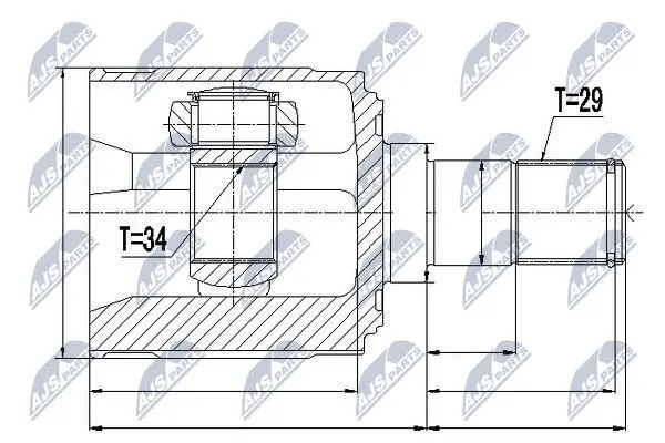 Комплект шарніру приводного валу внутр. лівий HONDA (вир-во) NTY NPW-HD-018 (фото 1)