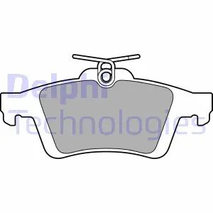 Комплект гальмівних колодок задн, FORD TOURNEO CONNECT V408 NADWOZIE WIELKO, TRANSIT CONNECT, TRANSIT CONNECT V408 FORD USA FOCUS 1.0-1.6D 09.11- DELPHI Delphi LP3653 (фото 1)