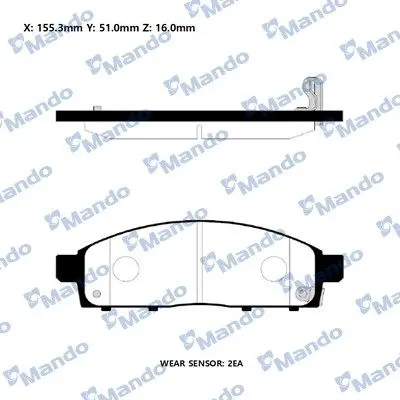 Колодки гальм. MITSUBISHI L200 2.5 DI-D передн. (вир-во Mando) MANDO RMPM05NS (фото 1)
