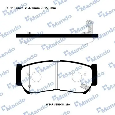 Колодки гальм. HYUNDAI H1/STAREX Santa FE задн. (вир-во Mando) MANDO RMPH34NS (фото 1)