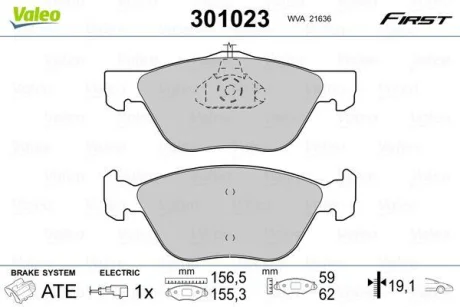 Колодки гальмівні, передні Valeo 301023