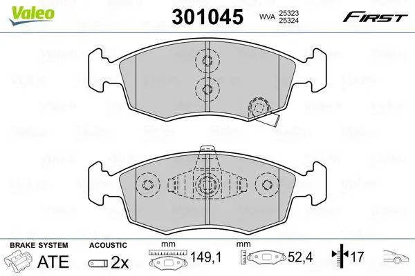 Гальмівні колодки Valeo 301045 (фото 1)