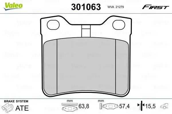 Колодки тормозные дисковые, комплект Valeo 301063 (фото 1)