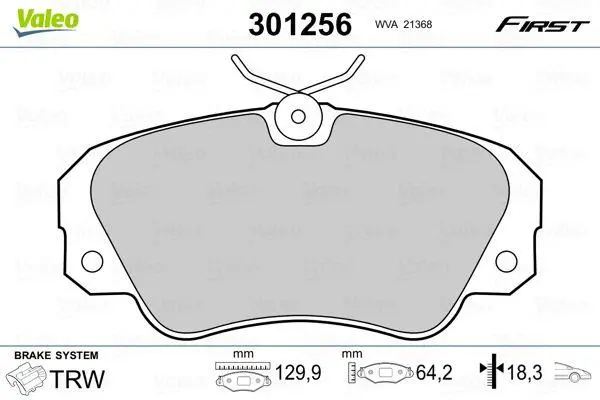 Колодки тормозные дисковые, комплект Valeo 301256 (фото 1)