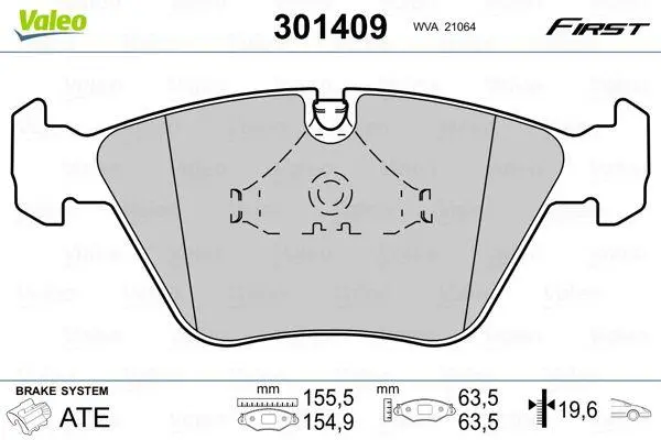 Колодки тормозные передние Valeo 301409 (фото 1)