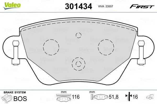 Колодки тормозные дисковые, комплект Valeo 301434 (фото 1)