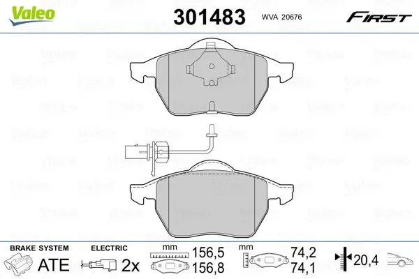 Колодки тормозные дисковые, комплект Valeo 301483 (фото 1)