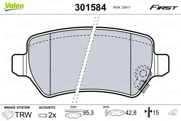 Колодки гальмівні задні Valeo 301584 (фото 1)