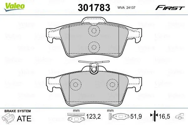 Колодки тормозные дисковые, комплект Valeo 301783 (фото 1)