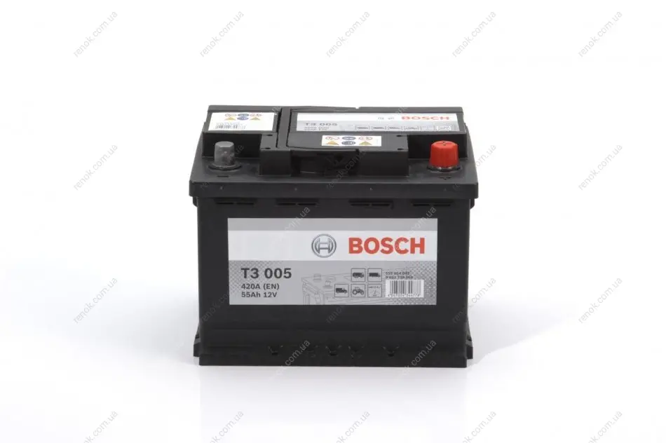 Батарея аккумуляторная Bosch T3 005 12В 55Ач 420A(EN) R+ BOSCH 0092T30050 (фото 1)