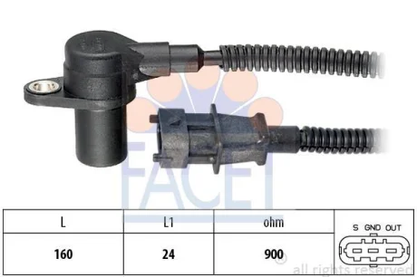 Датчик положения коленвала KIA Sorento I (05-) 2.5CRDi (9.0588) Facet FACET 90588