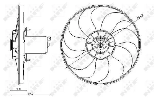 Вентилятор двигуна VW Passat 1.8 88- (вир-во) NRF 47404 (фото 1)